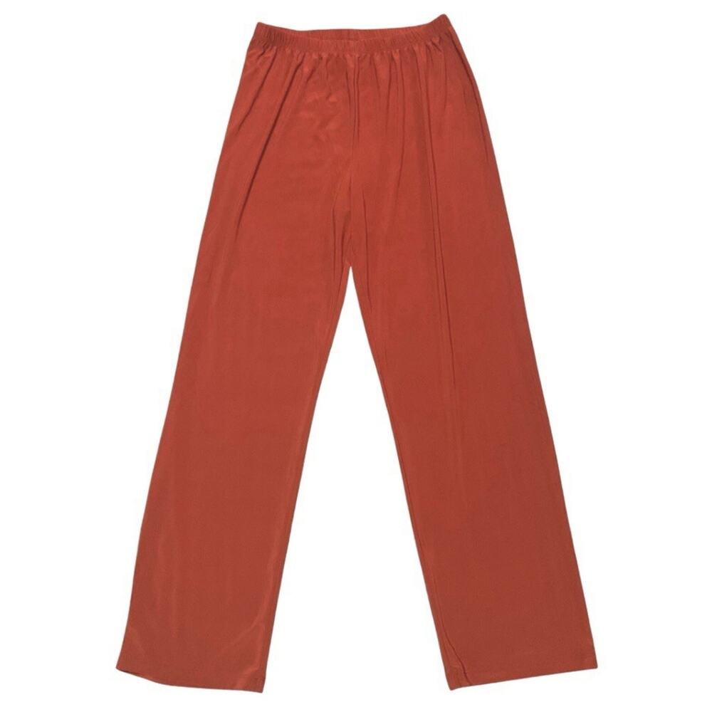 Slinky Brand Straight Leg Pants Rust Size Medium Pull On Stretch Comfort Travel
